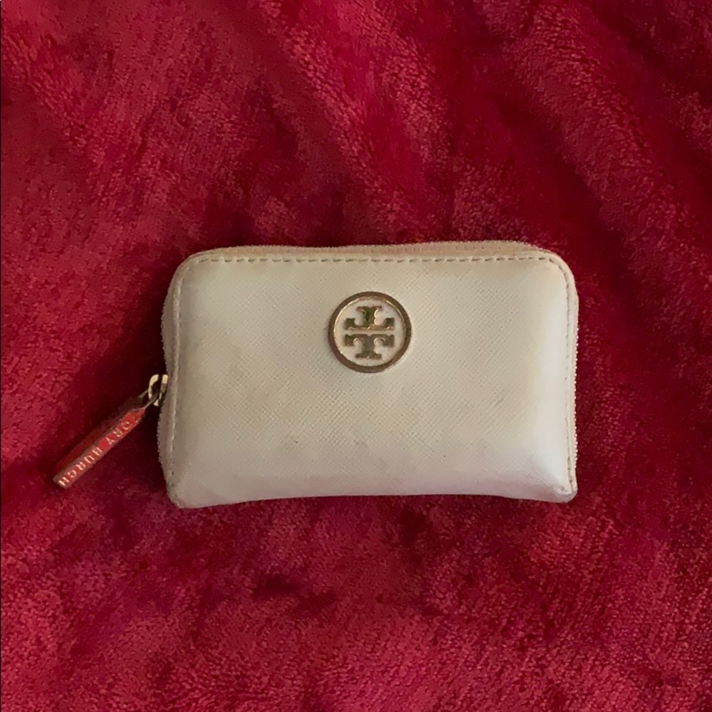 Tory Burch small white zipper wallet